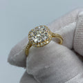 14K Gold Cluster Diamond Engagement Ring in yellow gold - close-up product photo