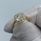 14K Gold Cluster Diamond Engagement Ring in yellow gold - close-up product photo