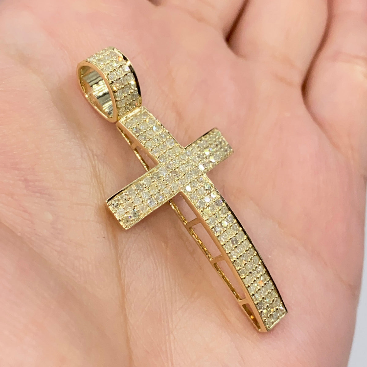 10K Gold Modern Cross Diamond Pendant - additional product view 6