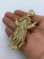 14K Gold Jesus with Halo Pendant 3.25 in - additional product view 4