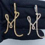 14K Gold Initial M Large Script Diamond Pendant - additional product view 2