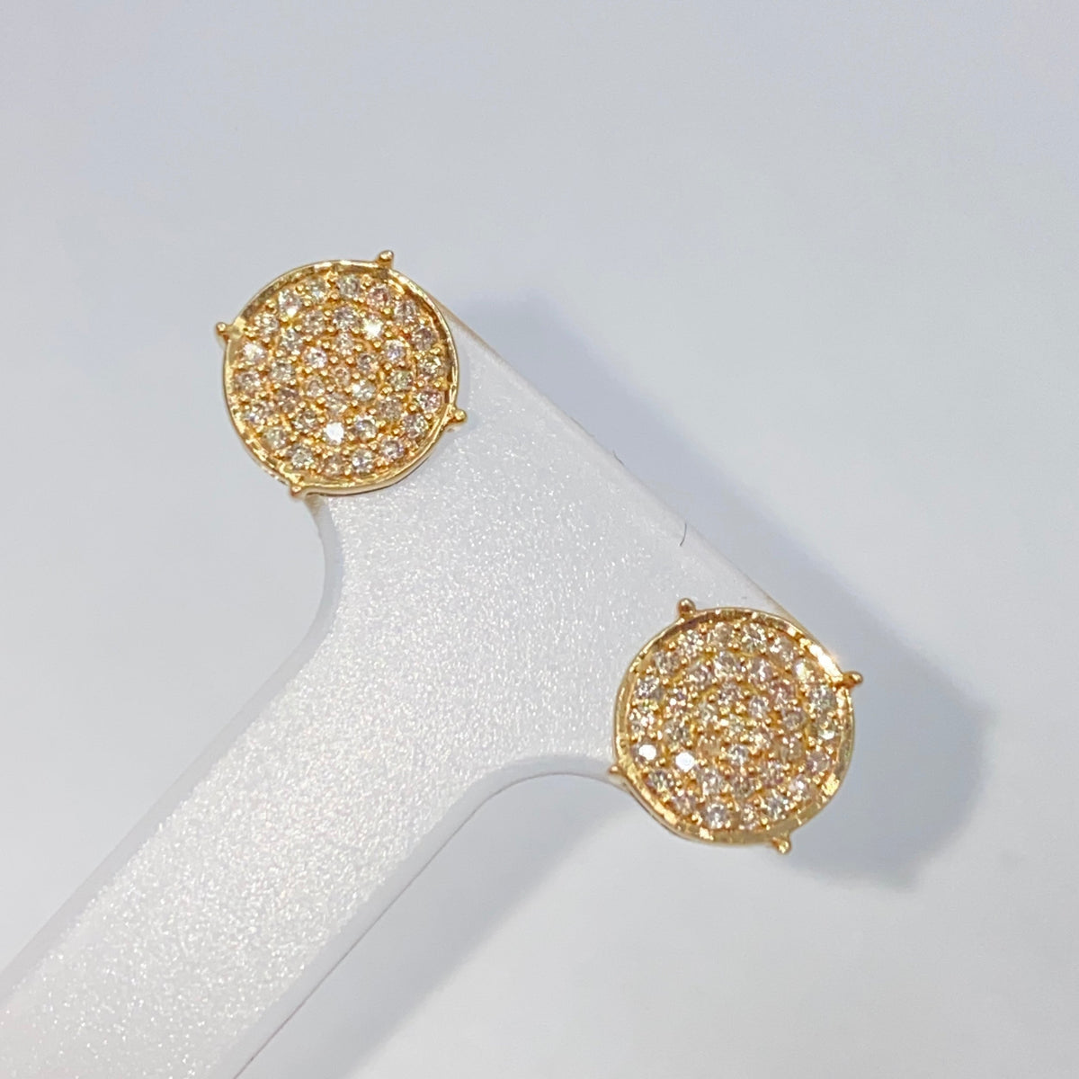 14K Gold 8mm Circle Diamond Earrings - additional product view 4