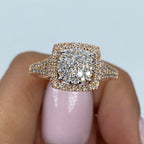 14K Gold Circle Square Halo Diamond Ring - additional product view 5