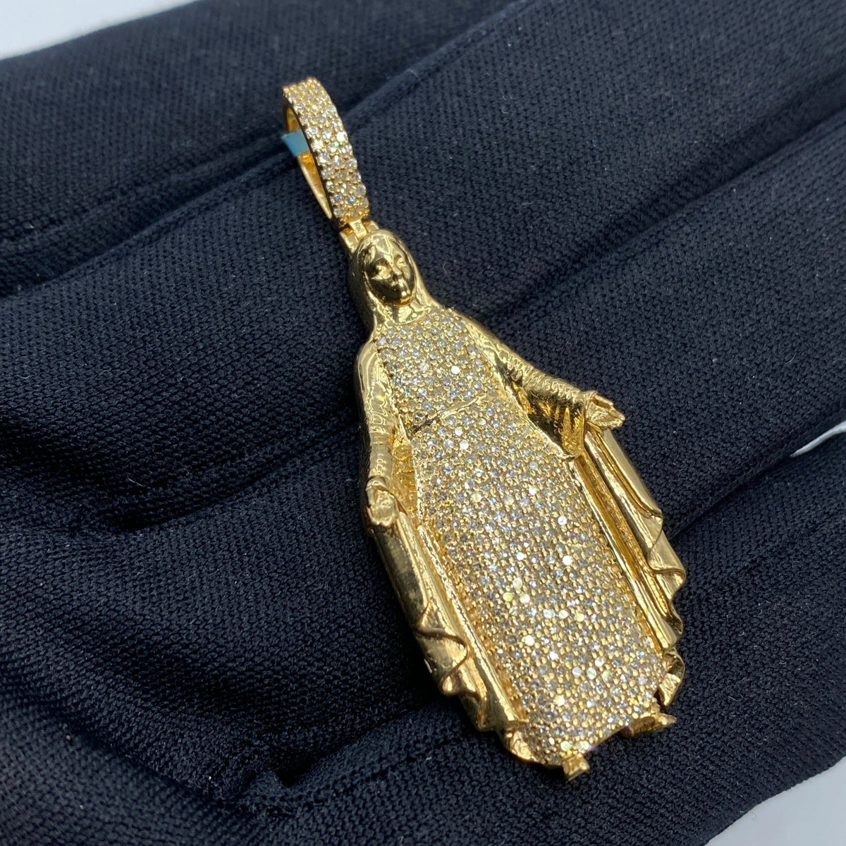 14K Gold Virgin Mary Diamond Pendant - additional product view 3