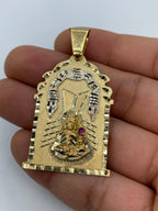 14K Gold Saint Barbara Medallion Pendant 2.0 in - additional product view 5
