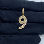 14K Gold Number 9 Diamond Baguette Pendant - additional product view 2