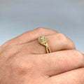 14K Gold Square Large Center Stone Spiral Diamond Engagement Ring in yellow gold - close-up product photo