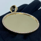 10K Gold Circle Picture Photo CZ Pendant - additional product view 3
