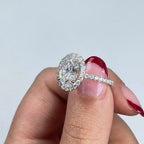 Custom 18K Gold Luxe Halo Oval Diamond Engagement Ring - additional product view 3