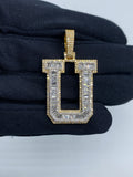 Initial U Baguette Diamond Pendant in yellow - close-up product photo