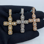 14K Gold Cross Square Baguette Diamond Pendant - additional product view 2