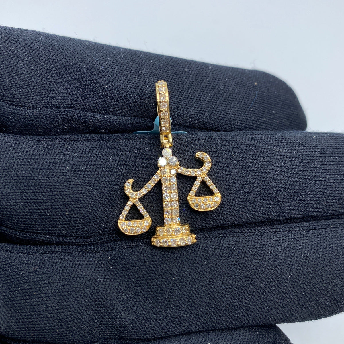 14K Gold Libra Scale of Justice Diamond Pendant - additional product view 3