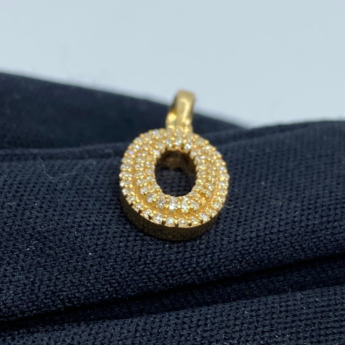 14K Gold Initial O Bubble Diamond Pendant - additional product view 4
