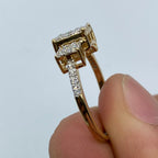 14K Gold Tri-Stone Square Cluster Diamond Engagement Ring - additional product view 6
