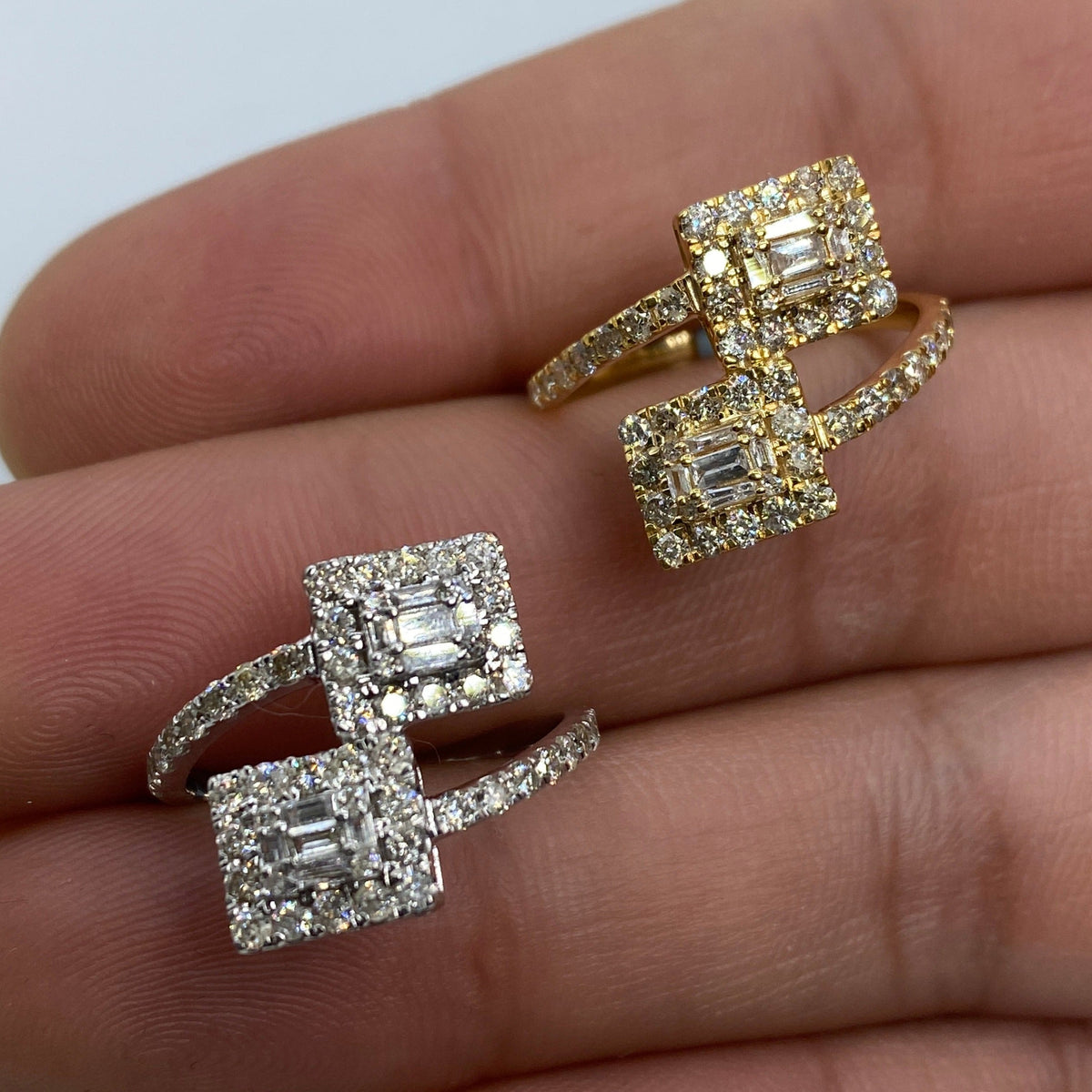 14K Gold Square Bangle Diamond Engagement Ring - main product photo