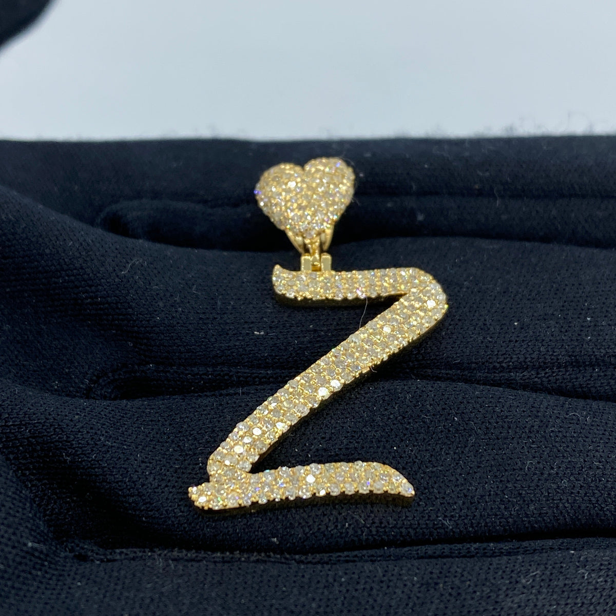 14K Gold Initial Z Script Heart Diamond Pendant - additional product view 5