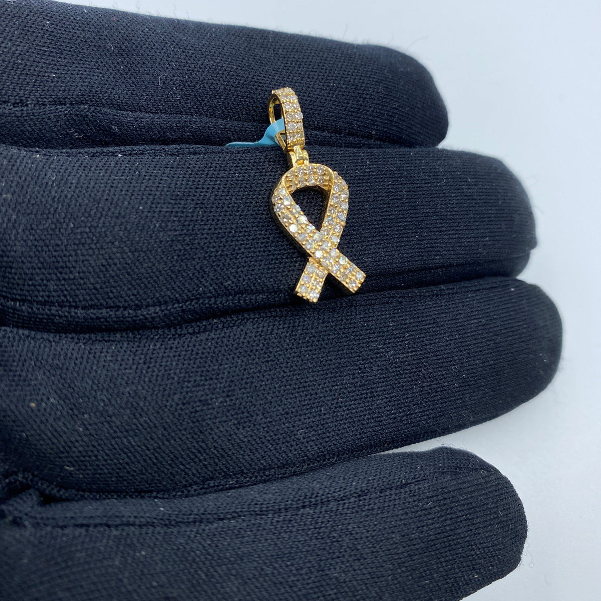 14K Gold Breast Cancer Awareness Ribbon Diamond Pendant - additional product view 3