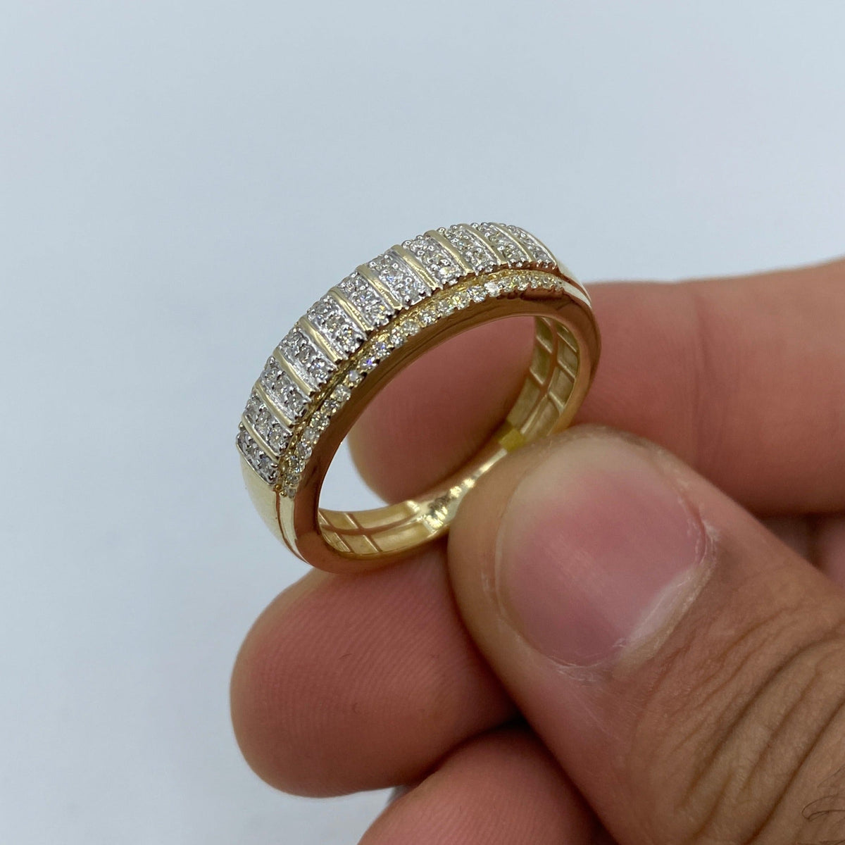 10K Gold Tiger Diamond Wedding Band - additional product view 4