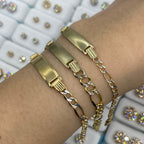 10K Gold Custom Name Plate Two-Tone Figaro Link Baby Diamond Bracelet - additional product view 2