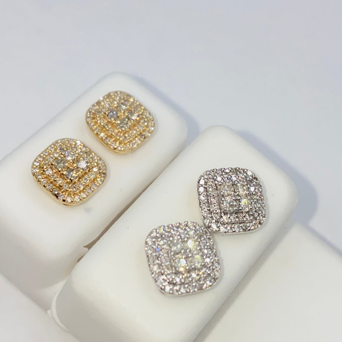 14K Gold 8.2mm Rounded Square Diamond Earrings - additional product view 4