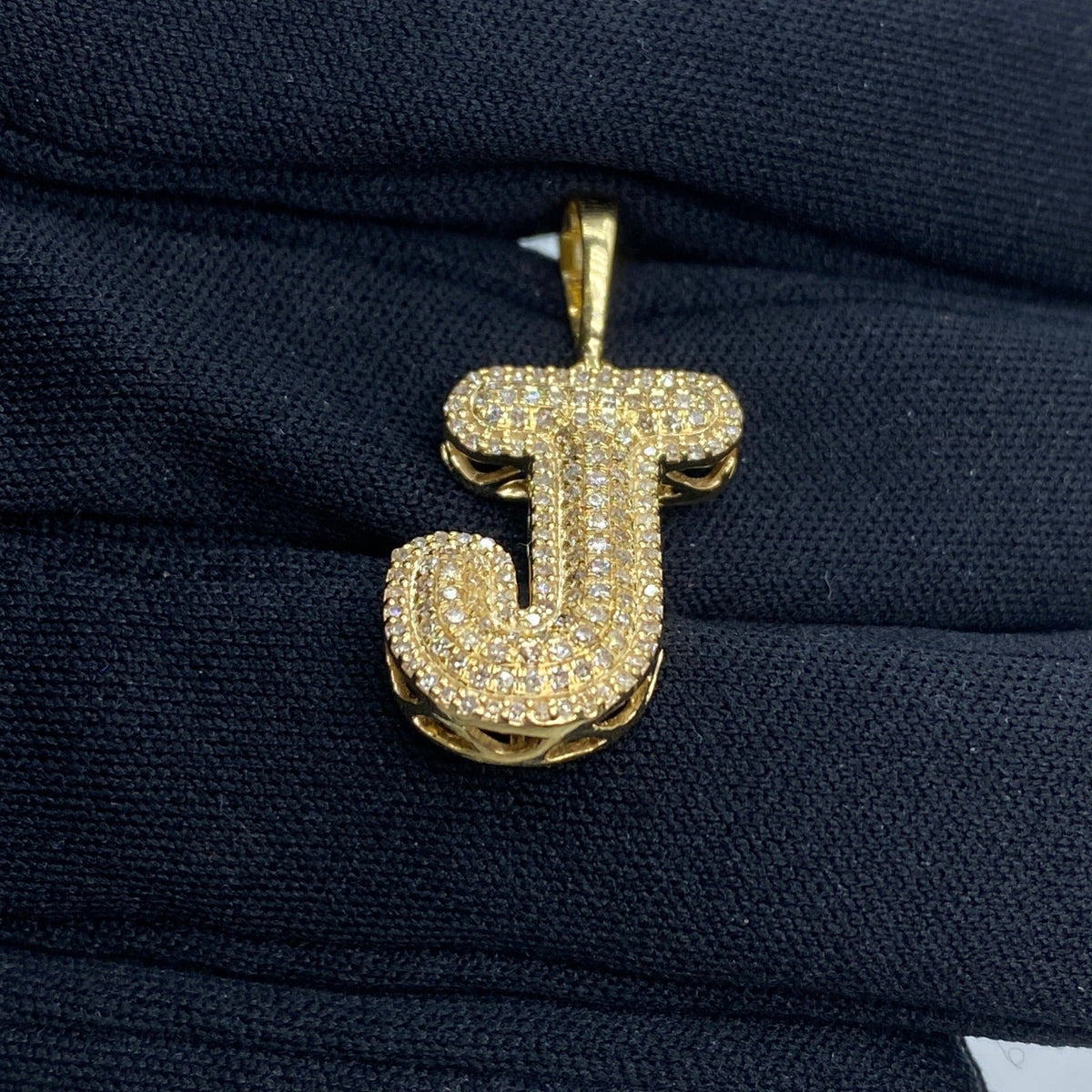 Initial J Bubble Diamond Pendant - additional product view 3