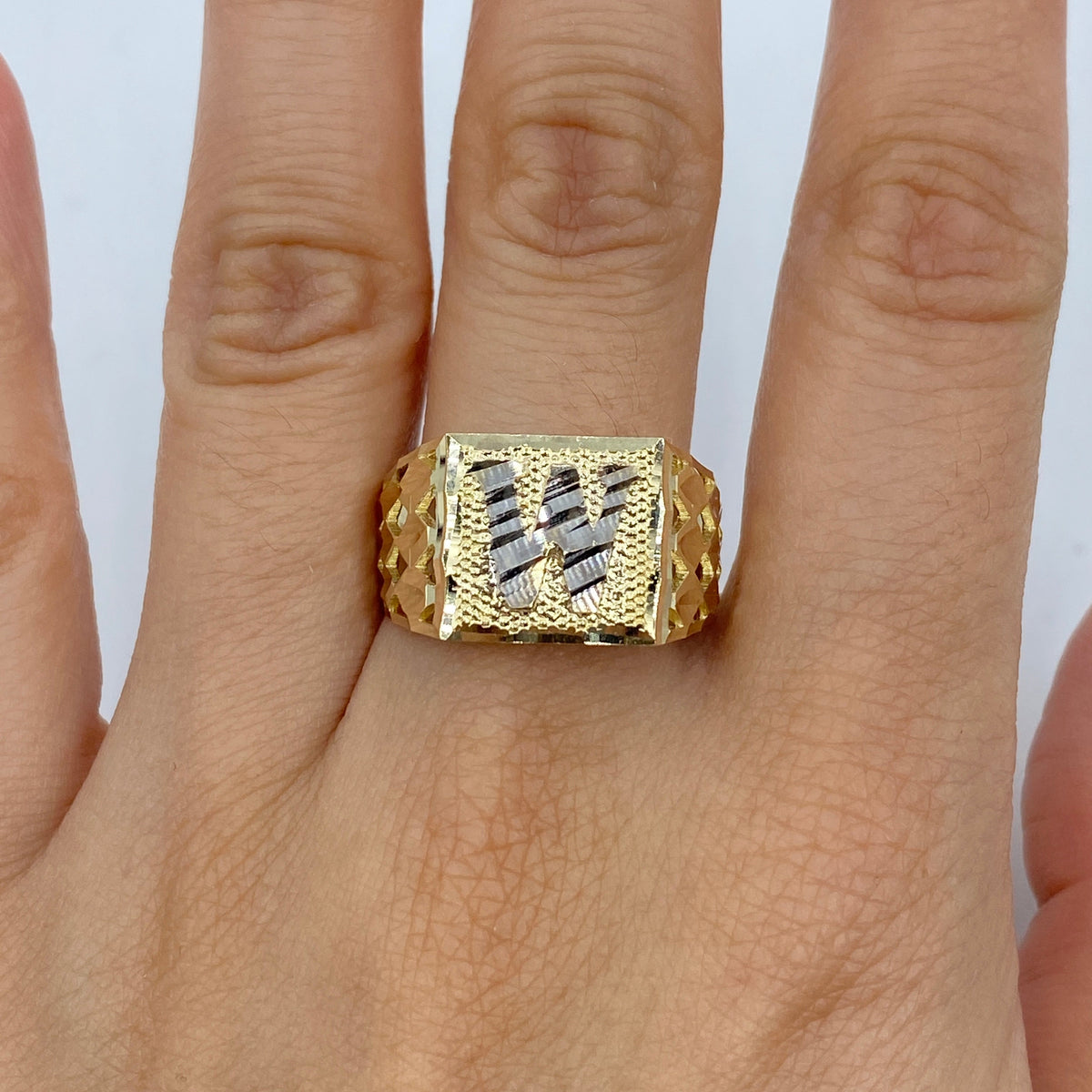 10K Gold Initial Letter Square Block Ring - additional product view 41