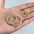10K Gold Circle Puff Heart Hoop Earrings - additional product view 4