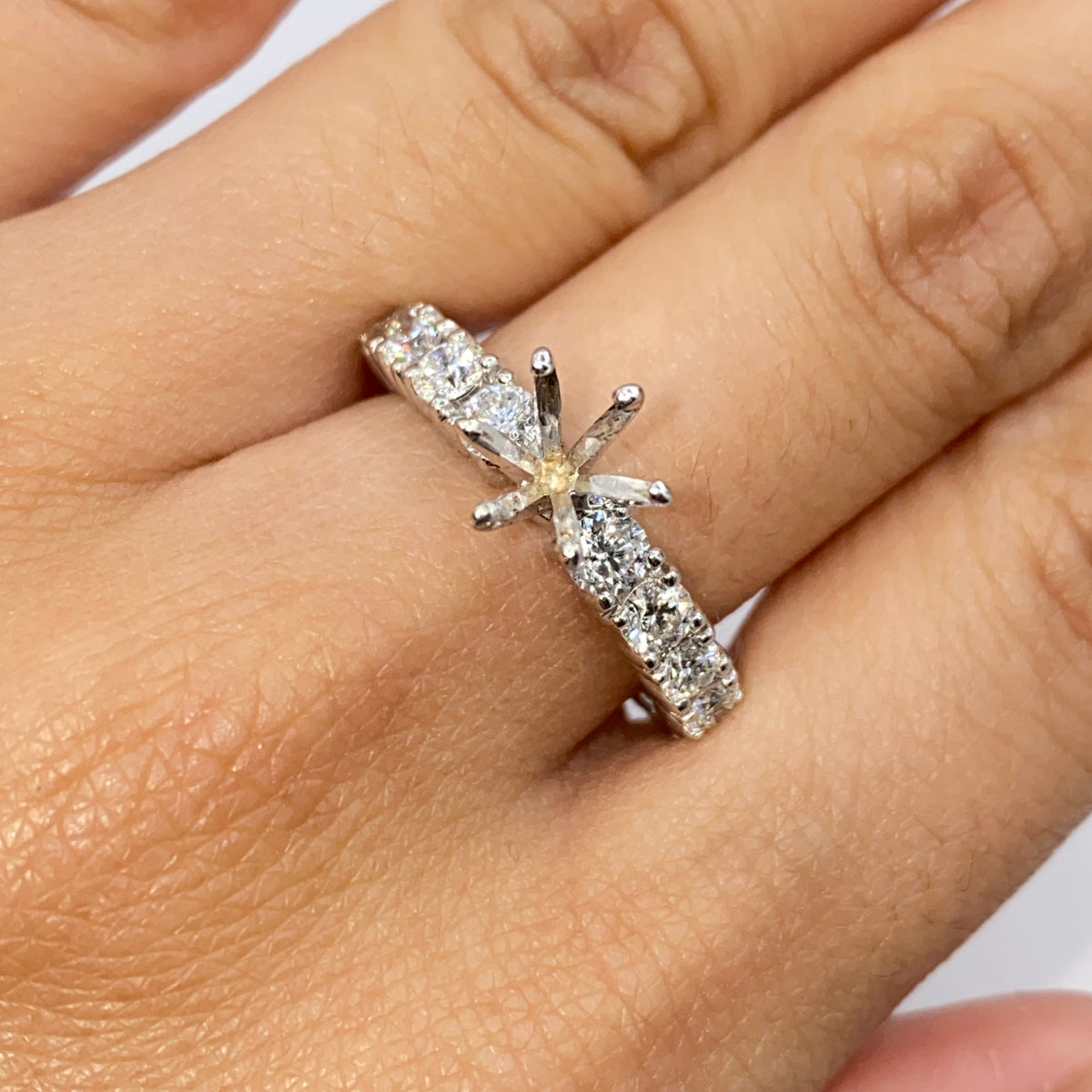 14K Gold 8 Stone Diamond Engagement Ring Setting - additional product view 5