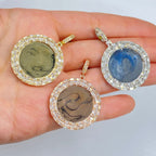 10K Gold Circle Diamond Baguette Photo Pendants - additional product view 2