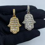 14K Gold Hamsa Diamond Baguette Pendant - additional product view 2
