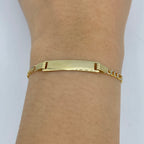10K Gold Custom Name Plate Two-Tone Figaro Link Baby Diamond Bracelet, 3.2mm - close-up product photo