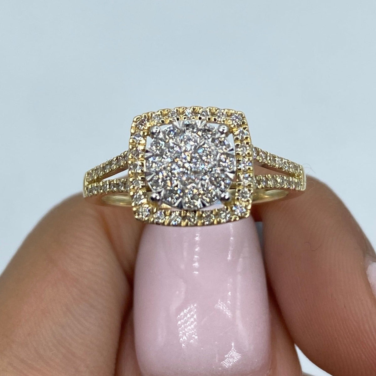 14K Gold Circle Square Halo Diamond Ring - additional product view 3