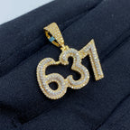 14K Gold 631 Area Code Diamond Pendant - additional product view 3