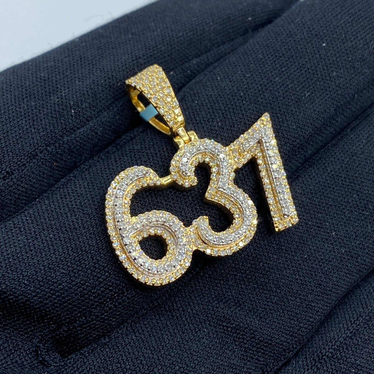 14K Gold 631 Area Code Diamond Pendant - additional product view 3