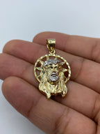 14K Gold Jesus Head with Halo Pendant 1.5 in - additional product view 3