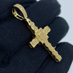 10K Gold Square Budded Cross Diamond Pendant - additional product view 3