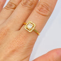 14K Gold Palace Square Halo Diamond Baguette Engagement Ring in yellow gold, Medium - close-up product photo