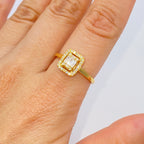 14K Gold Palace Square Halo Diamond Baguette Engagement Ring in yellow gold, Medium - close-up product photo