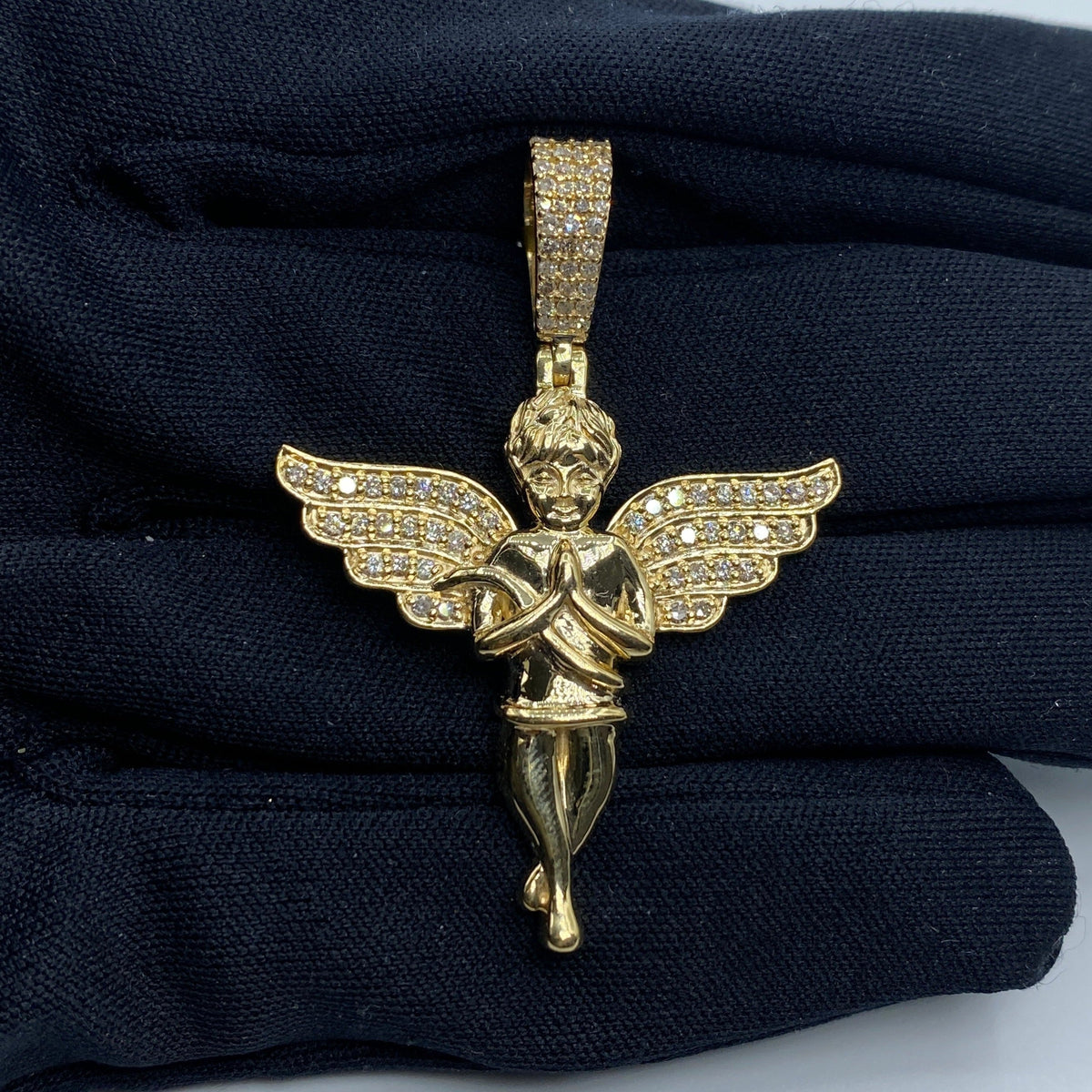 10K Gold Baby Angel Diamond Pendant 1.7 in - additional product view 2