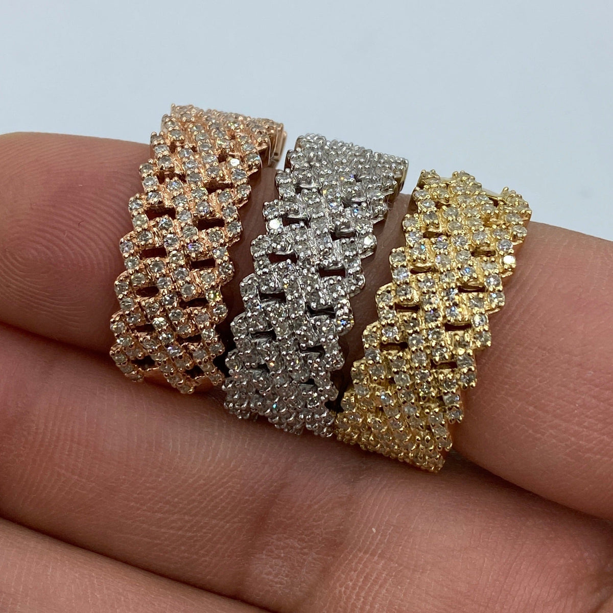 10K Gold Double Cuban Link Diamond Ring - additional product view 2