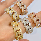 10K Gold Chubby Cuban Link Diamond Baguette Ring - additional product view 2