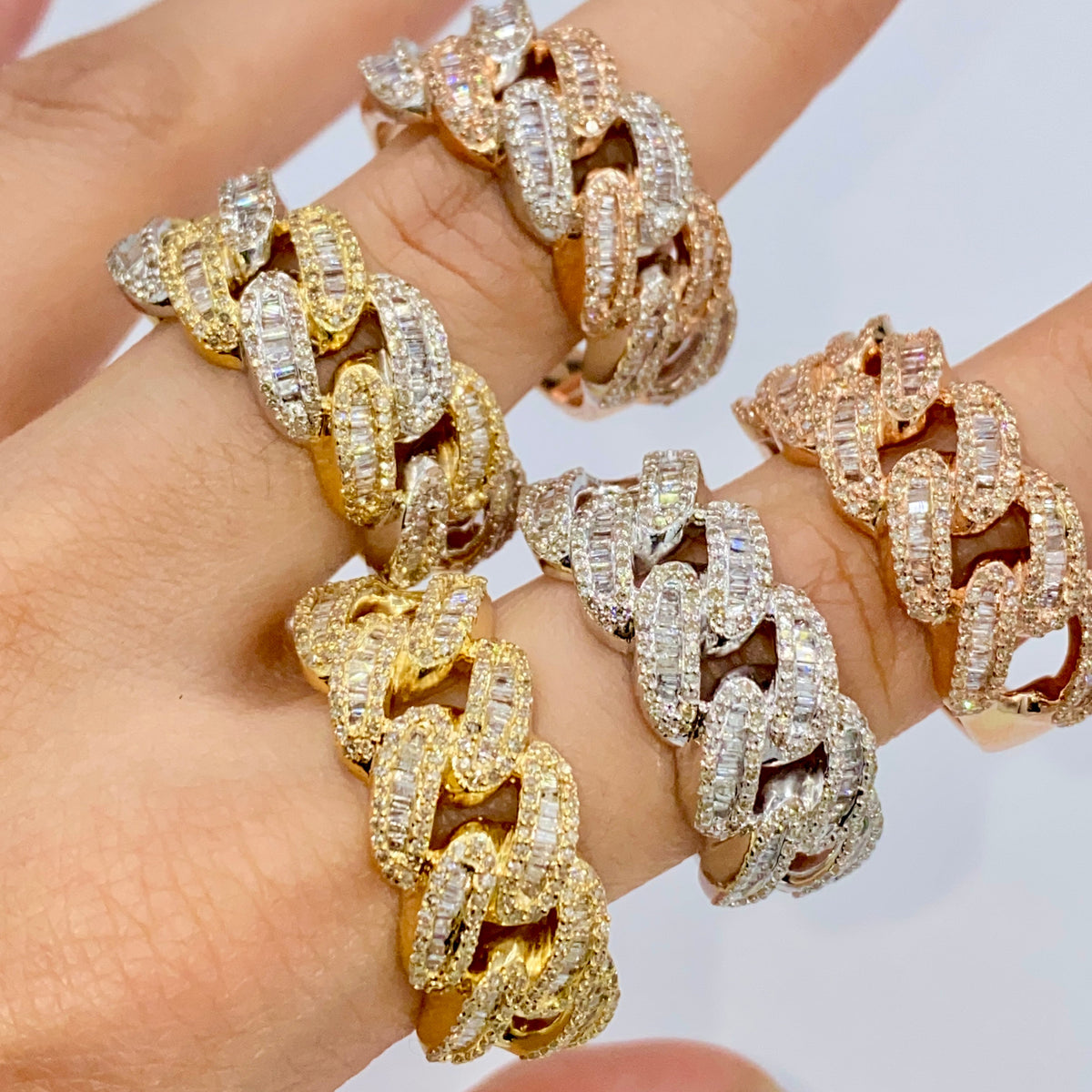 10K Gold Chubby Cuban Link Diamond Baguette Ring - additional product view 2