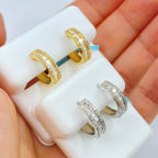 14K Gold Bold Diamond Baguette Hoop Earrings - additional product view 2