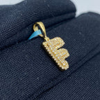 14K Gold Initial F Bubble Diamond Pendant - additional product view 3