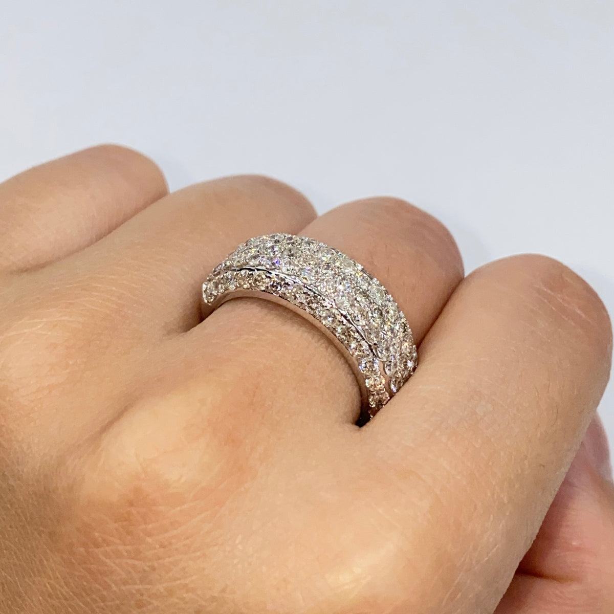 14K Gold 8mm Iced Diamond Band Ring - additional product view 4