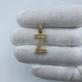 14K Gold Initial Z Diamond Baguette Pendant in yellow gold, Small - close-up product photo