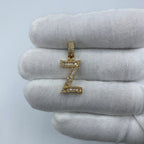 14K Gold Initial Z Diamond Baguette Pendant in yellow gold, Small - close-up product photo
