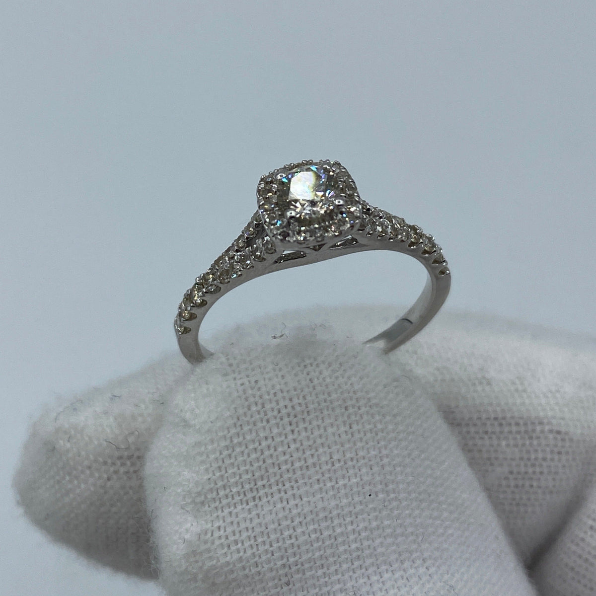 14K Gold Square Halo Diamond Engagement Ring - additional product view 2