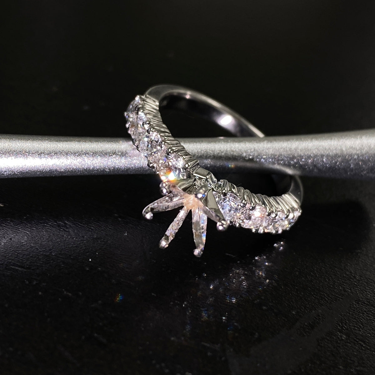 14K Gold 8 Stone Diamond Engagement Ring Setting - additional product view 2
