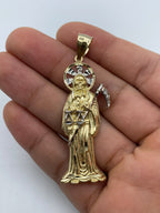 14K Gold Santa Muerte Grim Reaper Pendant - additional product view 2